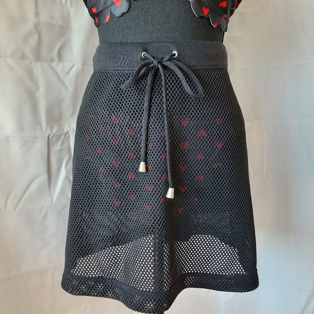 3pc Bikini Set & Mesh Skirt Swim Suit Red Hearts Black Womens Sz Large - Picture 4 of 16